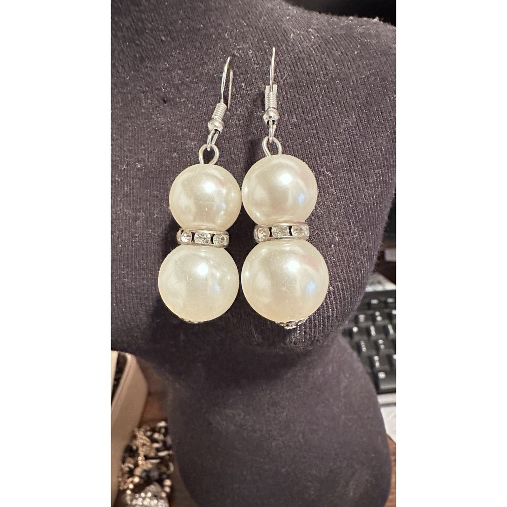 Pearl And Rhinestone Earrings